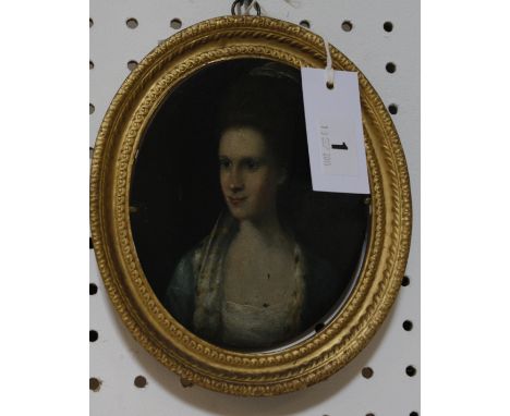 Continental School Half length portraits of ladies Painted recto and verso copper panel, oval  15.5cm x 13cm Property of the 