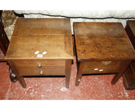 A mahogany  low bedside 'commode' stand and another similar oak example   