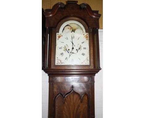 A 19th Century mahogany longcase clock with a painted dial and moon phase 227cm high  