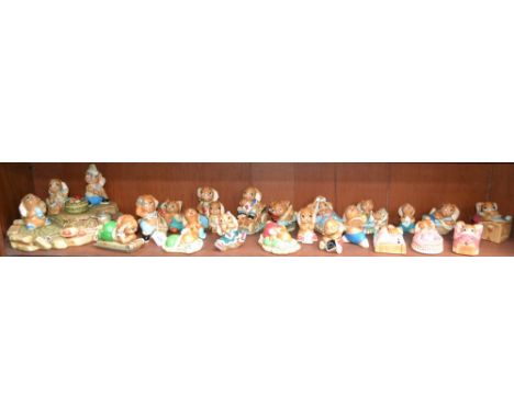 Pendelfin Rabbits - Snuggles, Sledger, Honey, a stand Picnic Island, Apple Barrel, Barney, Digit, Twins, Poppet, Wakey, New B