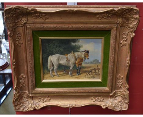 R Buckley (Contemporary)Horsessigned, oil, 14cm x 19cm