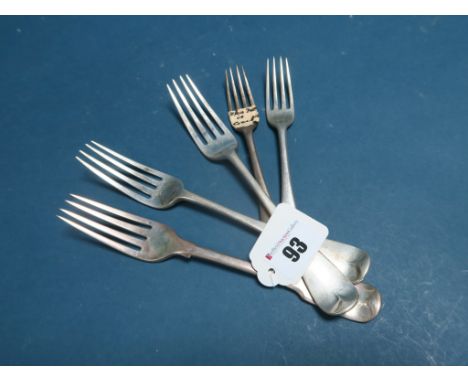 A Pair of Hallmarked Silver Old English Pattern Forks, GA, London 1854, crested; Together with A Smaller Pair of Forks, Londo