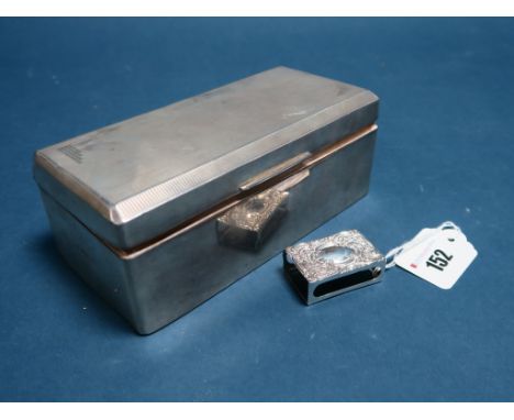 A Hallmarked Silver Cigarette Box, WNLtd, Birmingham 1932, of plain rectangular form with engine turned lid, 17.5cm wide; Tog