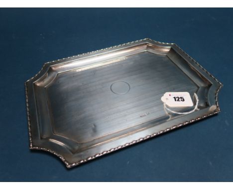 A Hallmarked Silver Tray, Walker & Hall, Sheffield 1917, of shaped rectangular form, engine turned, 30.2cm wide.