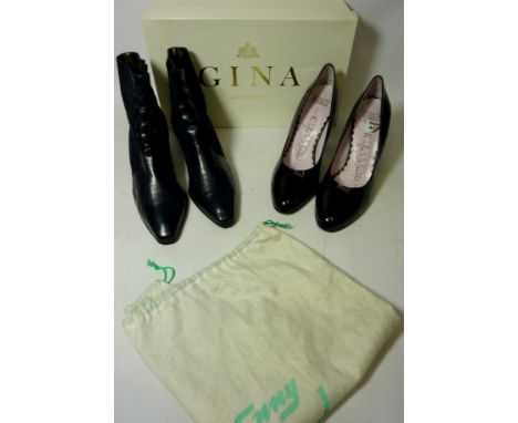 Vintage & Designer Clothing, Accessories and Textiles - Pair Lulu Guinness patent high heeled shoes and a pair of Gina leathe