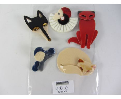 Vintage & Designer Clothing, Accessories and Textiles - Lea Stein Paris brooches and scarf adornments (5) Condition Report Re