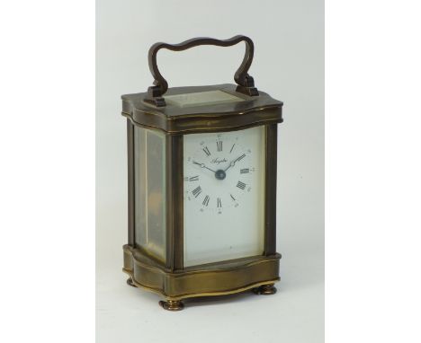 20th century brass and bevelled glass panelled carriage clock, dial signed 'Angelus', eleven jewels movement, H13cm CLOCKS & 