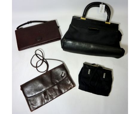 Vintage & Designer Clothing, Accessories and Textiles - Aquascutum black leather handbag with a vintage cigarette case, Art D