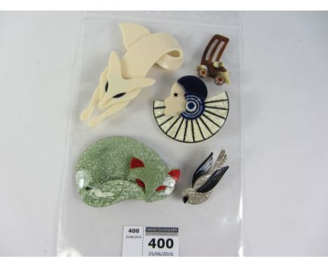 Vintage & Designer Clothing, Accessories and Textiles - Lea Stein Paris brooches and scarf adornments (5) Condition Report Cr