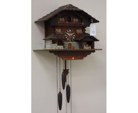 Swiss chalet style cuckoo clock, W40cm CLOCKS & BAROMETERS - as we are not a retailer, these items are sold as seen and may o