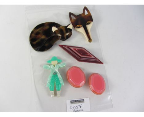 Vintage & Designer Clothing, Accessories and Textiles - Lea Stein Paris brooches pair ear-rings and scarf adornment (5) Condi