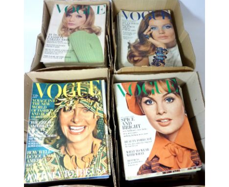 Vintage & Designer Clothing, Accessories and Textiles - Large collection of vintage Vogue magazines - late 1960's/early 1970'