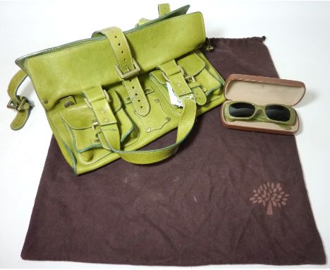 Vintage & Designer Clothing, Accessories and Textiles - Mulberry 'Roxanne' handbag, olive green leather, with dust bag, toget