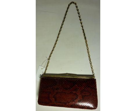 Vintage & Designer Clothing, Accessories and Textiles - 1940s vintage snakeskin handbag W22cm Condition Report Click here for