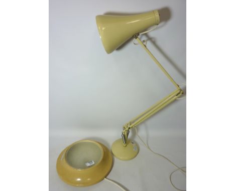 Vintage Anglepoise lamp by Herbert Terry & Sons Ltd of Redditch and a R.E.A.L. (Recd) Plinth Light PAT. No. 659876 D30cm Cond