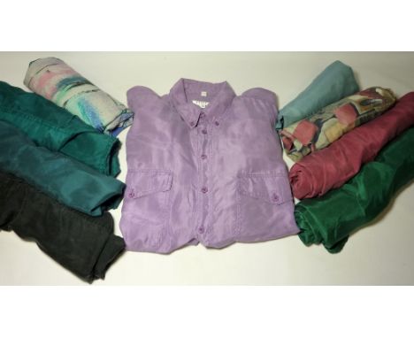 Vintage &amp; Designer Clothing, Accessories and Textiles - nine men's pure silk shirts and one other shirt in one box (10) C
