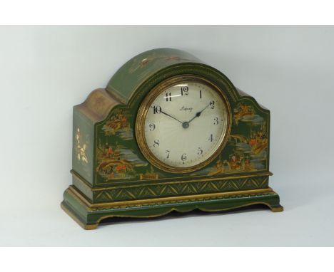 Asprey green lacquered mantel clock with chinoiserie decoration H16cm CLOCKS & BAROMETERS - as we are not a retailer, these i