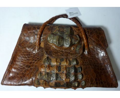 Vintage & Designer Clothing, Accessories and Textiles - 1940s vintage crocodile handbag W40cm

Provenance - the vendor's fath