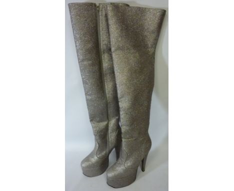 Vintage & Designer Clothing, Accessories and Textiles - 1970s style platform thigh boots, size 8 Condition Report Click here 