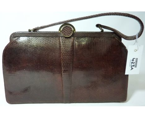 Vintage & Designer Clothing, Accessories and Textiles - 1940s lizard skin handbag W30cm  Condition Report Click here for furt