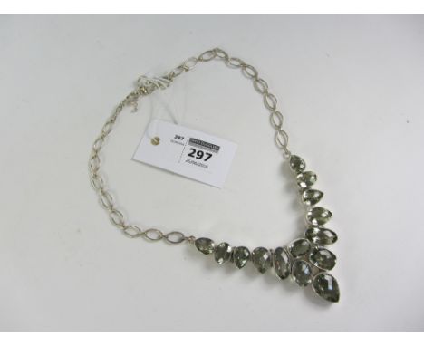Green amethyst set silver necklace hallmarked Condition Report Click here for further images, condition, auction times & deli
