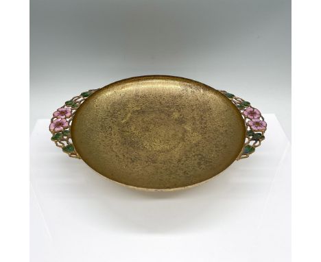 A remarkable piece crafted by Louis Comfort Tiffany (American, 1848-1933), features a bronze bowl adorned with favrile enamel