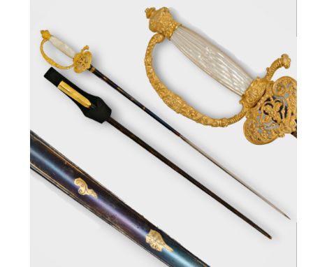 A Small sword of a diplomat or high-ranking official, France, second half of the 19th century. The steel triangular blade is 