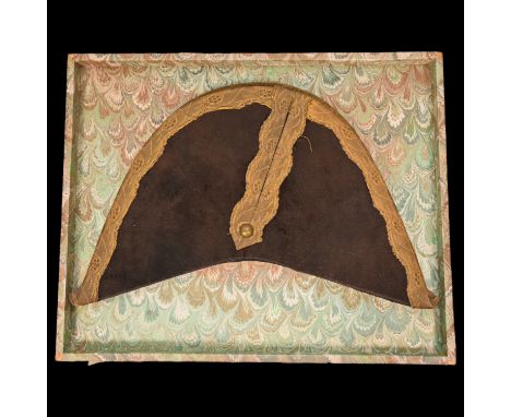 A Bicorn Hat with "gold" trim, France, First Empire, Early 19th century. Black cloth hat, trimmed with "gold" braid. The insi