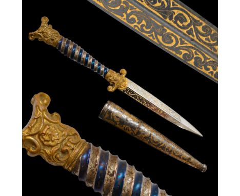 Ornate "Dague De Vertue", "Dague de "Pute", Women's self-defense dagger, France, mid-19th C. Very high quality and richly dec