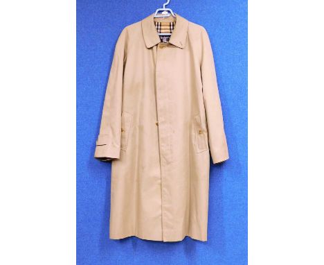 A gentlemens Burberry overcoat together with a black hat by Dunn &amp; Co (2)