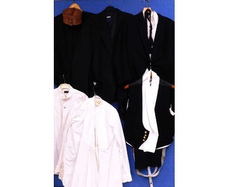 A quantity of gentleman's evening dress to include shirts, collars, tailcoats, waistcoats, etc. (qty)black jacket by PREMIER 