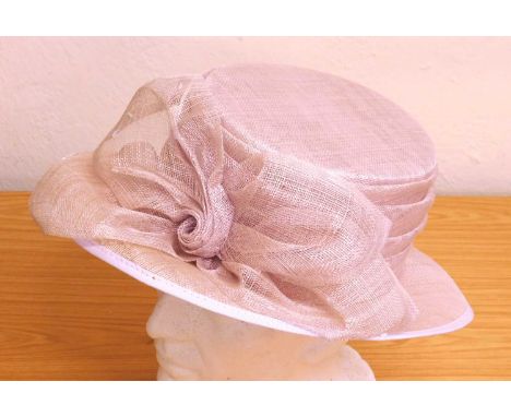 A Cappelli Condici straw hat in 'opal' colour with blush pink trim and bugle beads, new with tags