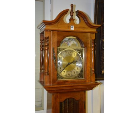 A modern grandmother clock by Emperor Clock Co London, with glazed door to the hood enclosing replica moon phase dial, above 