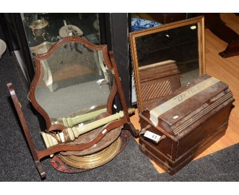 A quantity of sundry items, to include portable sewing machine, wall mirrors, table lamp etc