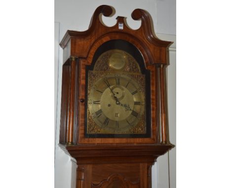 A Victorian mahogany inlaid longcase clock by Boyer Glover, Leadenhall Street London, with glazed door enclosing brass dial w