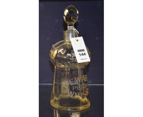 A Dewars of Perth glass whisky decanter, circa late 19th/early 20th century,
 with silver whisky spirit label