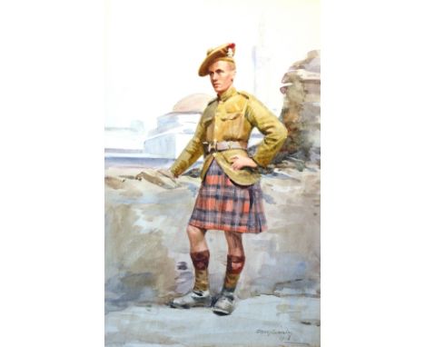 William Skoech Cumming (1864-1929)
'Portrait of Corporal James Alexander Butti'
Watercolour, signed and dated 1912 lower righ