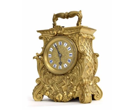 Paul Garnier, no. 895, rare Louis Philippe Ormolu Grande Sonnerie Pendule Portative with chaff cutter escapement, circa 1835,