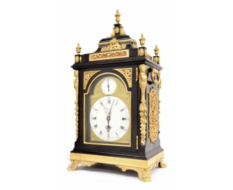 Ellicott, fine early George III ebonised chiming bracket clock, circa 1770, the 6.5" enamel dial signed Ellicott London with 