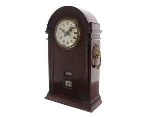 Very early Magneta boardroom shelf slave clock with reverse polarity, the 4.5" painted dial  with domed glass above a month a