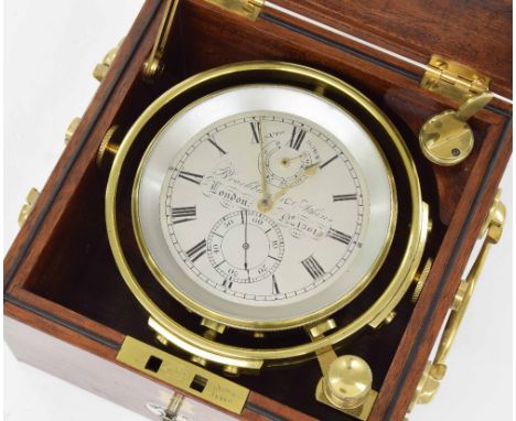 Small two day marine chronometer, the 3.25" silvered dial signed Brockbank &amp; Atkins, London, no. 1361, with subsidiary st