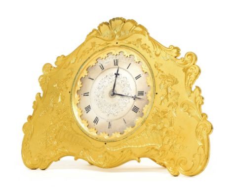 Gilt metal strut timepiece attributed to Thomas Cole junior, circa 1875, with a silvered dial signed for Dent 34 Cockspur St.