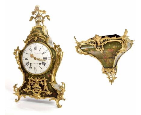 Good Vernis Martin bracket clock, French, circa 1770, the 9" enamel dial signed Hré Lieutaud á Marseille with well pierced gi