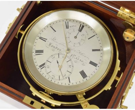 Good eight day marine chronometer, the 4.25" silvered dial signed Brockbank &amp; Atkins, London, no. 1340 with subsidiary st