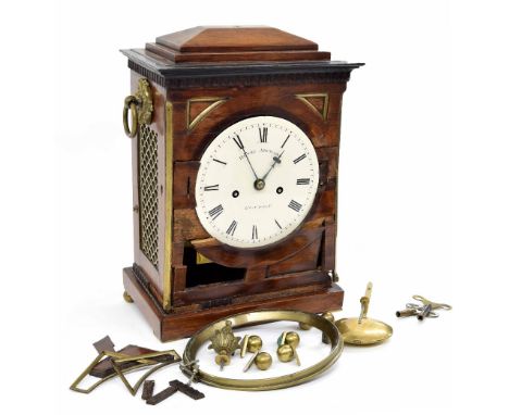 Good English rosewood double fusee bracket clock in need of rebuilding, the 6" white dial signed Henry Archard, London, withi
