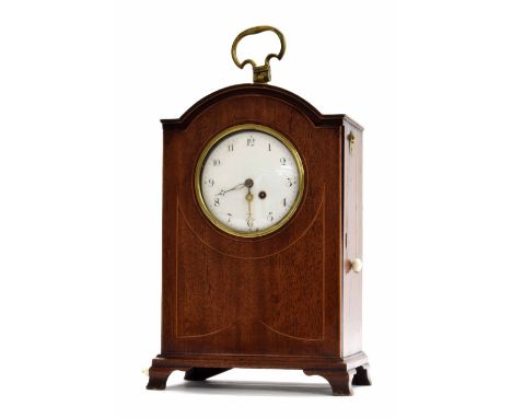 Interesting and rare mahogany single fusee Patent repeater alarm clock by William Bartleet of Birmingham, the front movement 