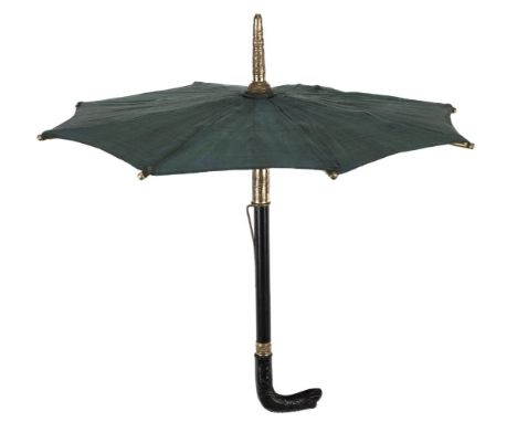 * Miniature Umbrella. A dolls' silk umbrella, Hobday &amp; Francis, circa 1820-30, green silk umbrella, the silk lightly mott