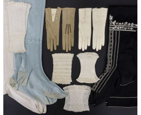* Clothing. A collection of handkerchiefs, gloves, cuffs, &amp; stockings, 19th &amp; early 20th century, belonging to variou