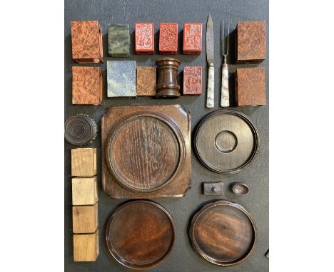 * Matchbox Holders. A Chinese shagreen covered matchbox holder, circa 1920s, green/grey colour on wood, 8 x 6 cm, together wi