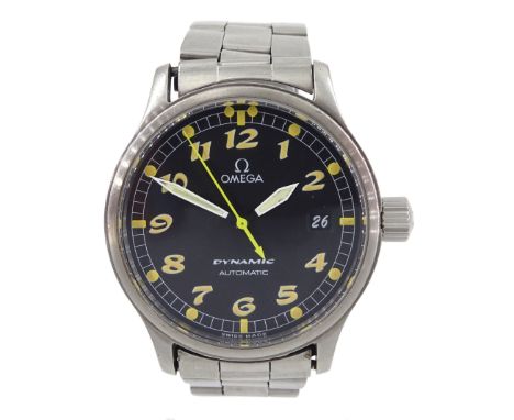 Omega Dynamic gentleman's stainless steel automatic wristwatch, Ref. 166.0310, Cal 1108, black dial with luminous numerals, y